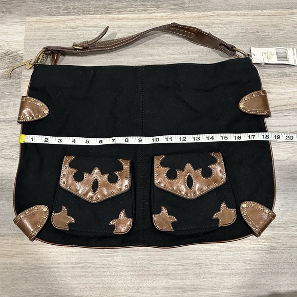 NWT Rampage Fifty Five Large Western Shoulder Bag Purse Black Brown Adjustable - Picture 6 of 12